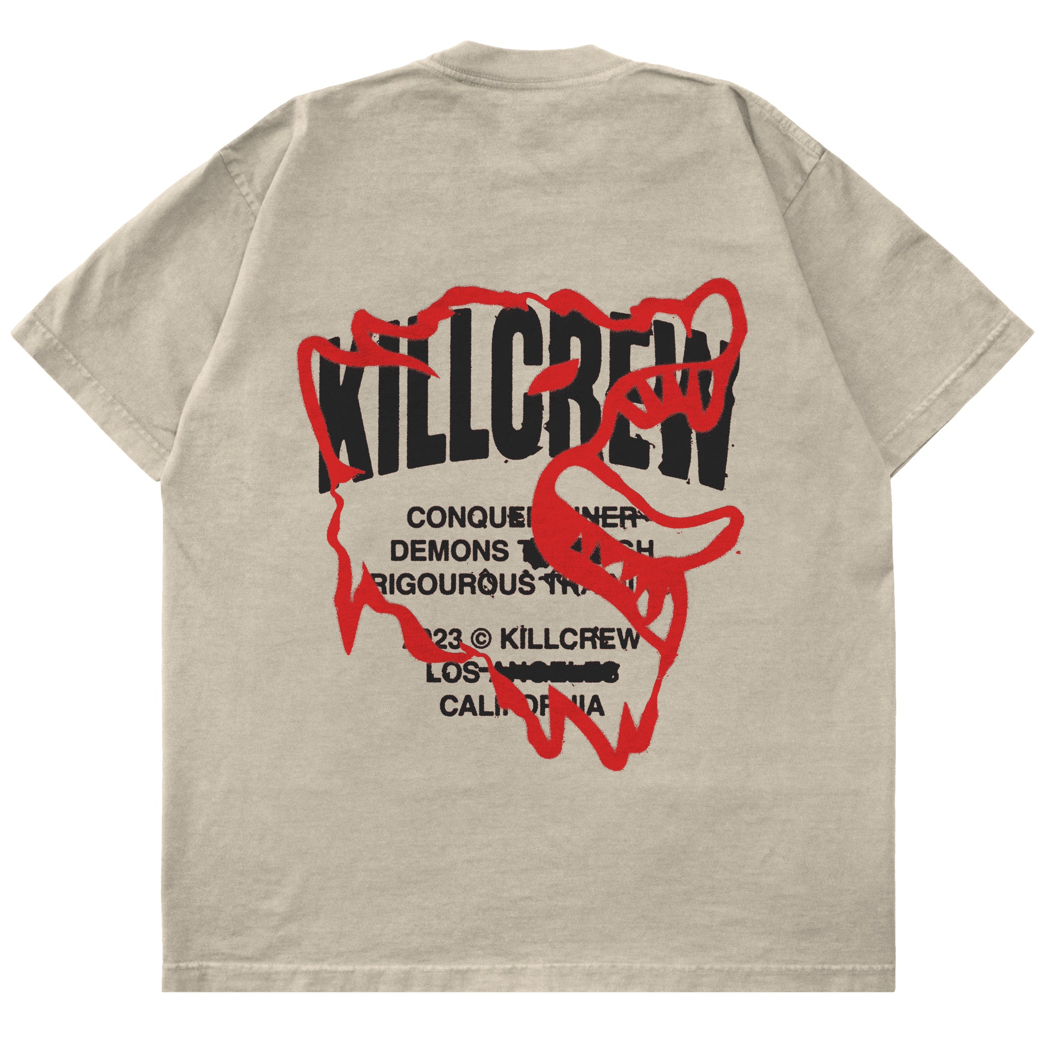RELAXED FIT LUX CONQUER INNER DEMONS T-SHIRT - CREAM / RED – Kill Crew