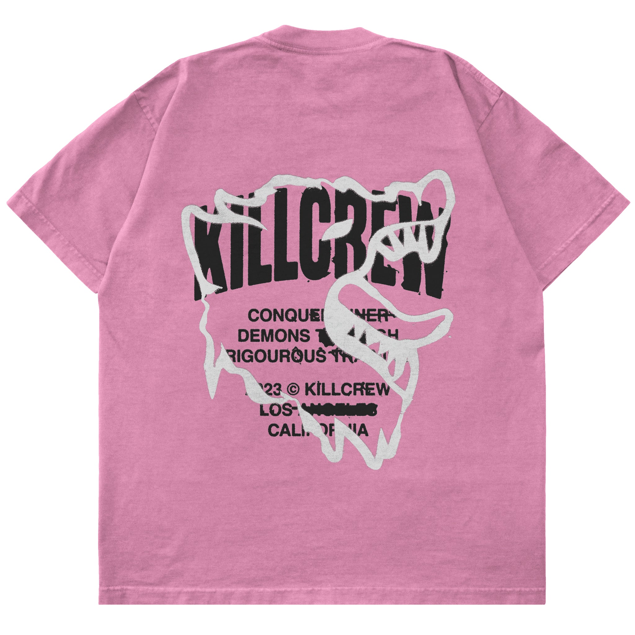 RELAXED FIT LUX CONQUER INNER DEMONS T-SHIRT - PINK / WHITE – Kill