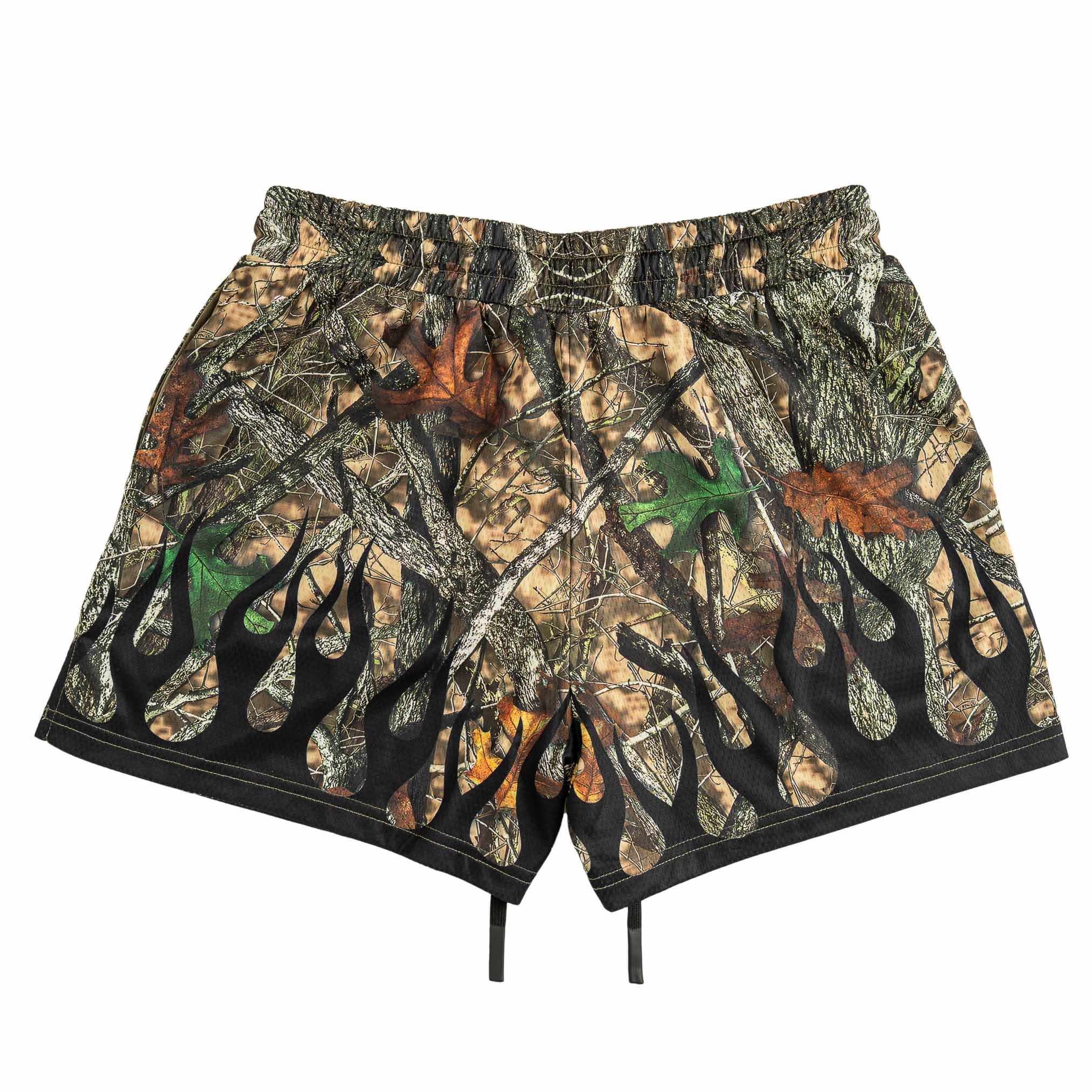 MUAY THAI SHORTS (MID THIGH CUT) WILDFIRE - BLACK
