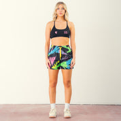 MUAY THAI SHORTS (MID THIGH CUT) RETRO - 80s NEON