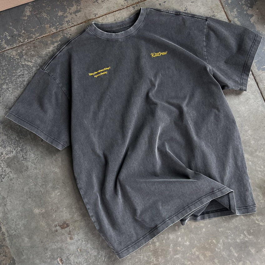 RELAXED FIT LUX SCRIPT T-SHIRT - BLACK / YELLOW