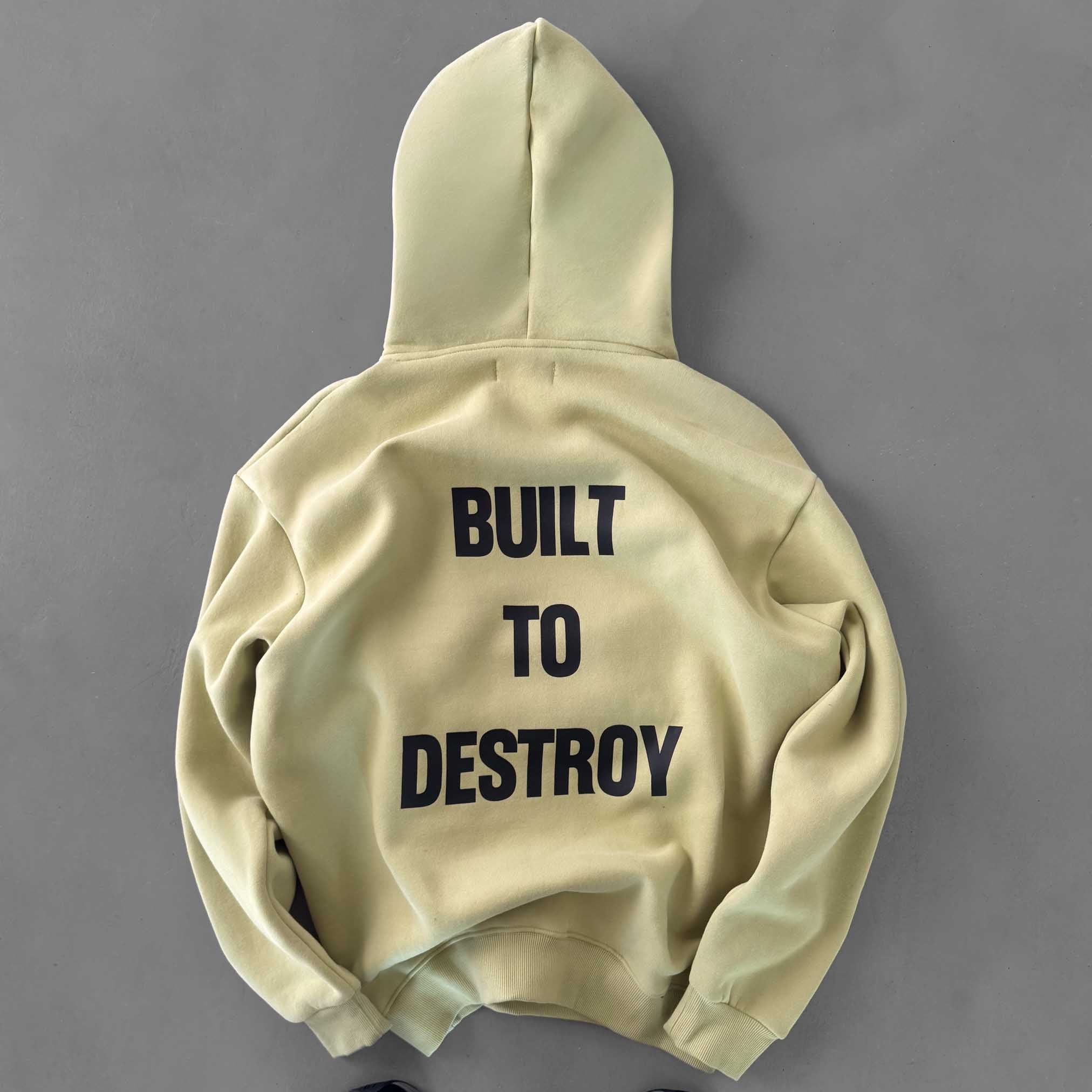 OVERSIZED LUX HOODIE "BUILT TO DESTROY" HOODIE - GREEN / BLACK
