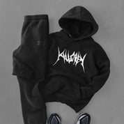 OVERSIZED LUX HOODIE "BUILT TO DESTROY" - BLACK / WHITE