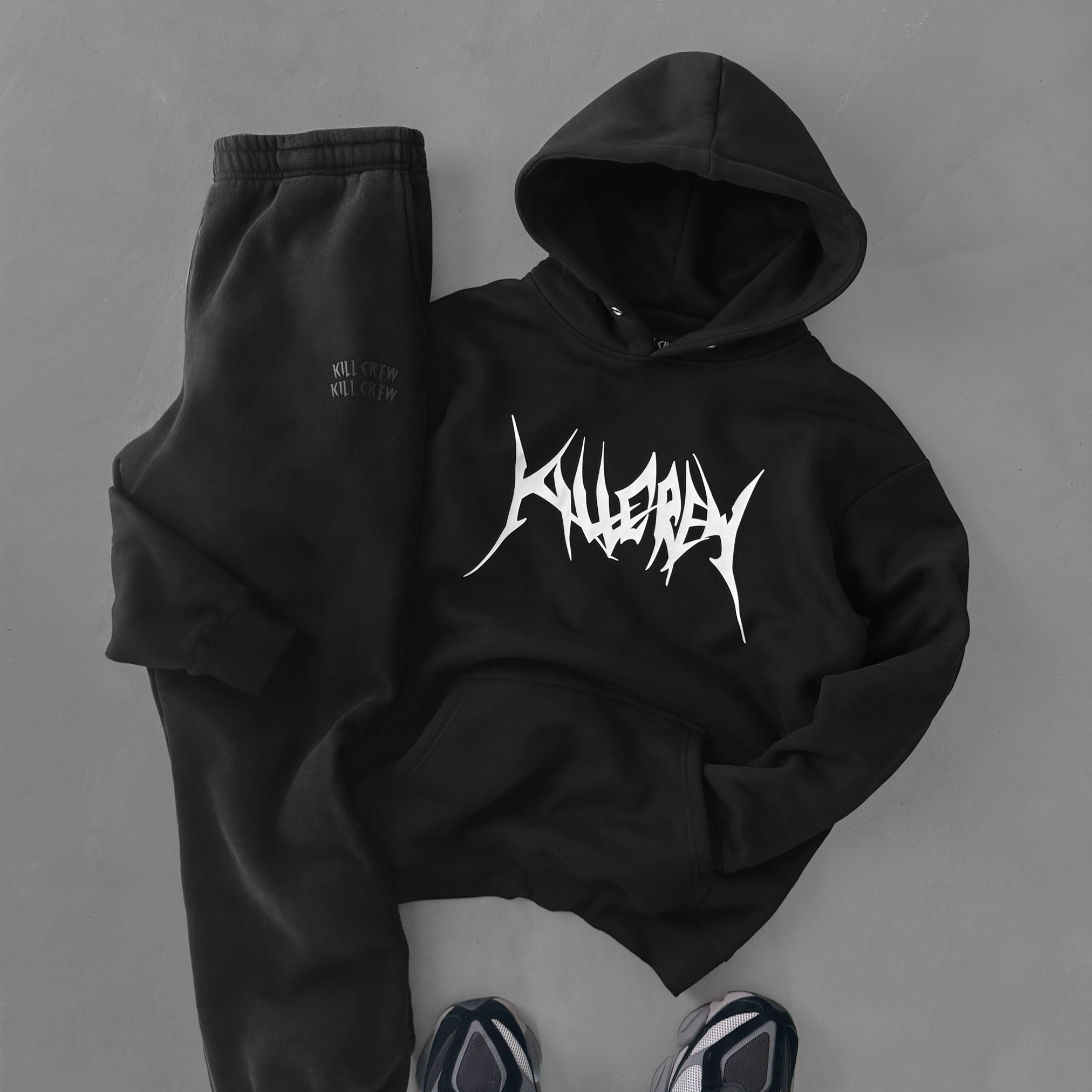 OVERSIZED LUX HOODIE "BUILT TO DESTROY" - BLACK / WHITE