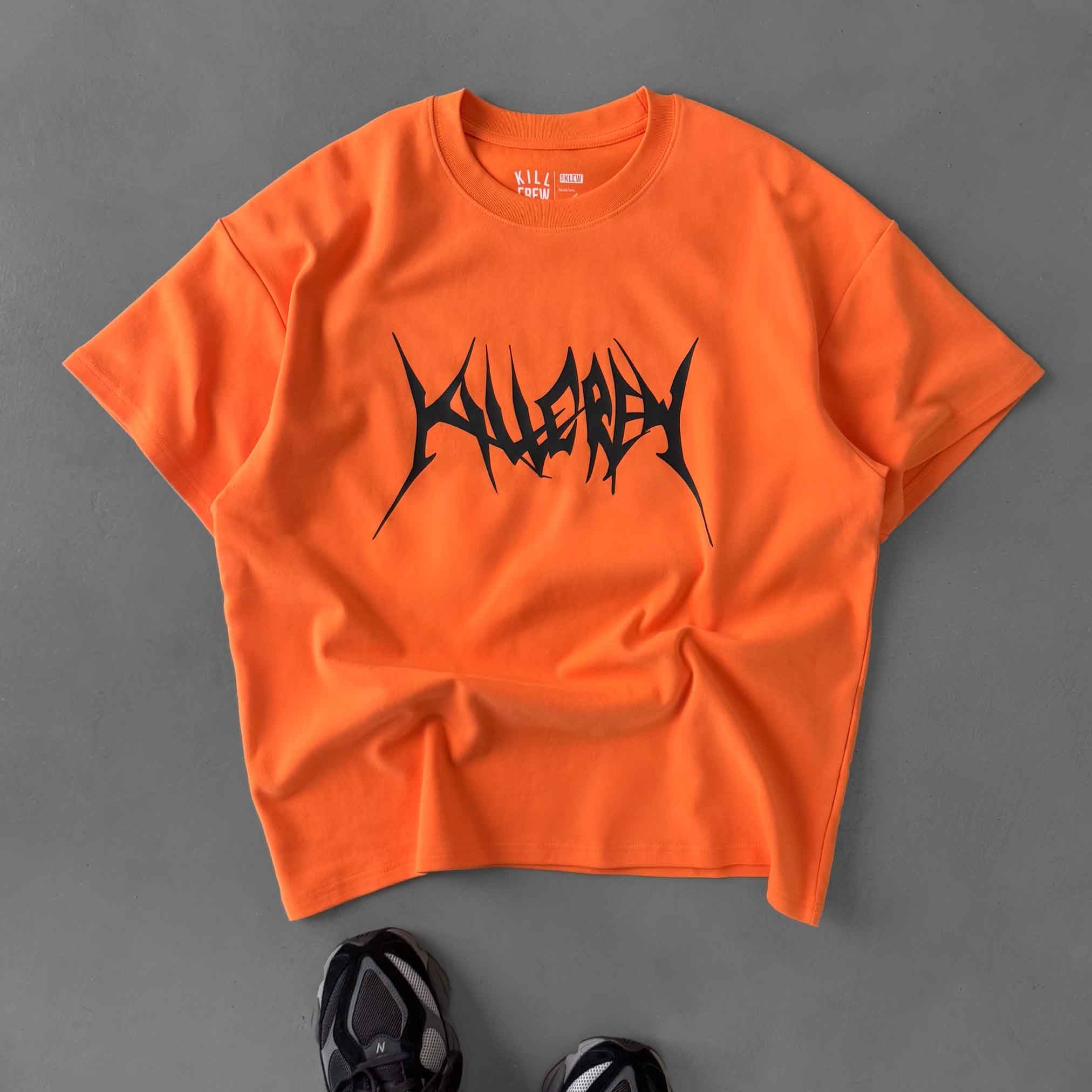RELAXED FIT NATURAL COTTON "BUILT TO DESTROY" T-SHIRT - ORANGE