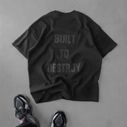 RELAXED FIT NATURAL COTTON "BUILT TO DESTROY" T-SHIRT - BLACKOUT