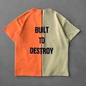 RELAXED FIT NATURAL COTTON "BUILT TO DESTROY" T-SHIRT - GREEN