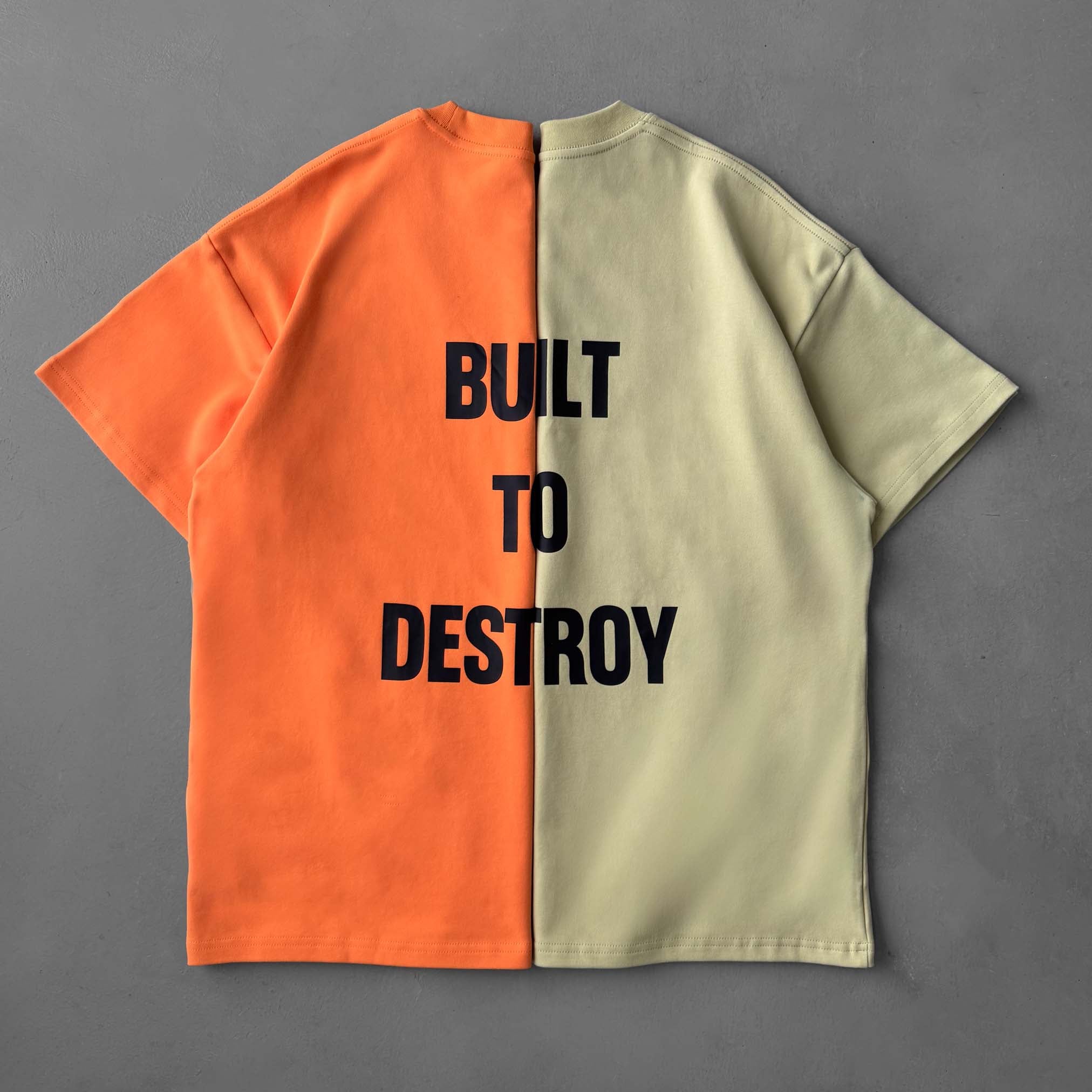 RELAXED FIT NATURAL COTTON "BUILT TO DESTROY" T-SHIRT - GREEN