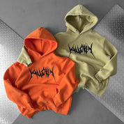 OVERSIZED LUX HOODIE "BUILT TO DESTROY" HOODIE - ORANGE / BLACK