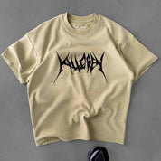 RELAXED FIT NATURAL COTTON "BUILT TO DESTROY" T-SHIRT - GREEN