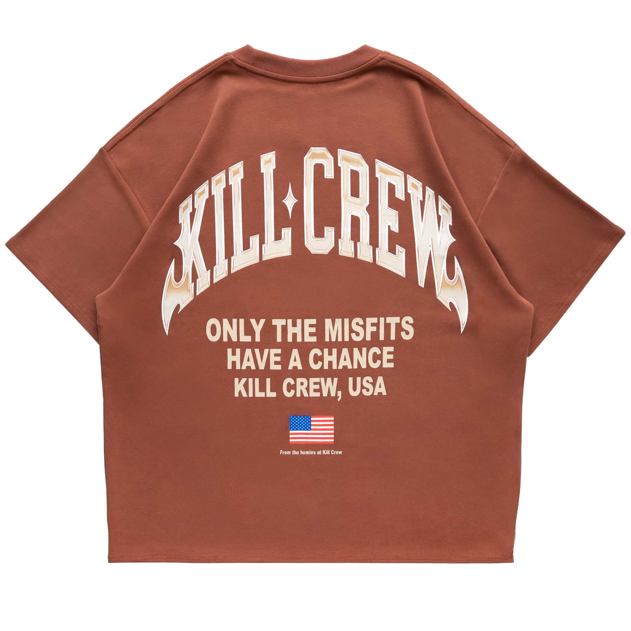 RELAXED FIT NATURAL COTTON CHROME T-SHIRT - BROWN – Kill Crew