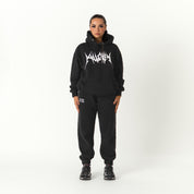 OVERSIZED LUX HOODIE "BUILT TO DESTROY" - BLACK / WHITE