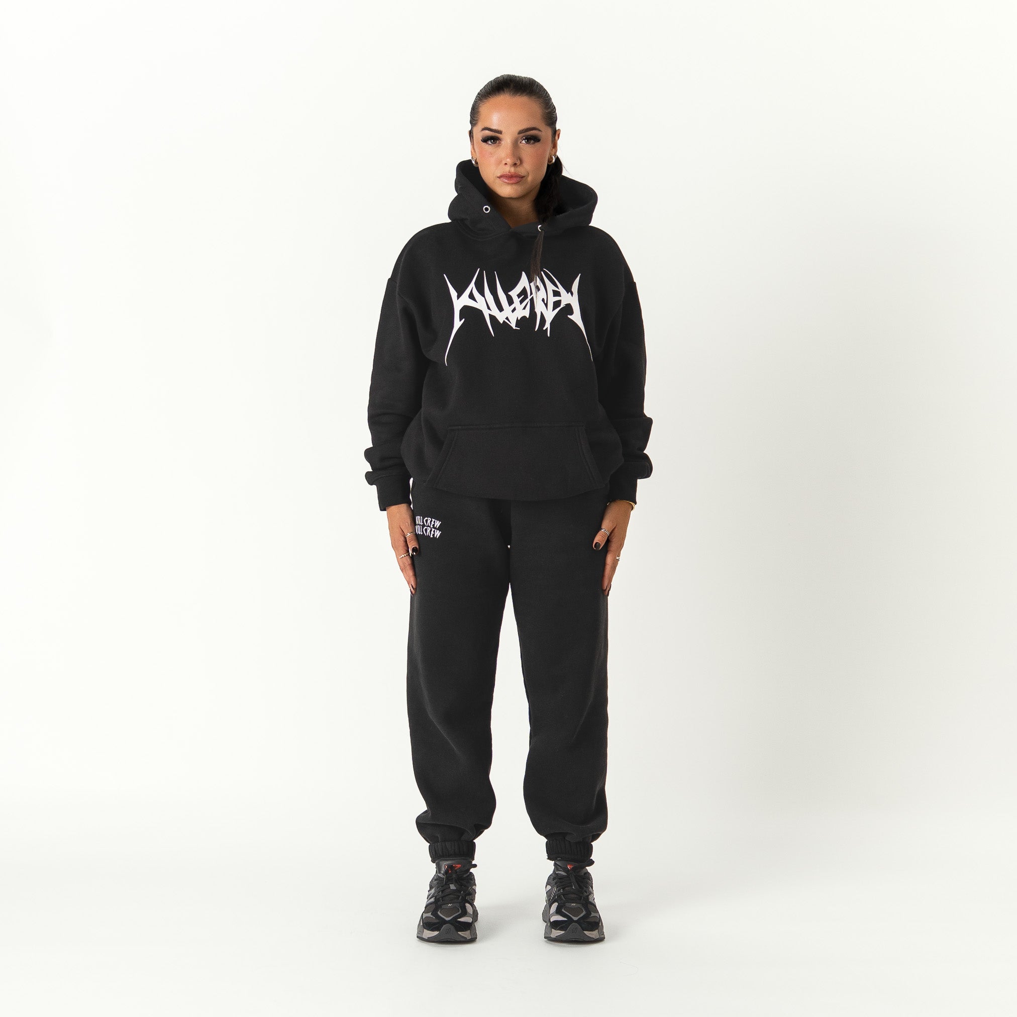 OVERSIZED LUX HOODIE "BUILT TO DESTROY" - BLACK / WHITE