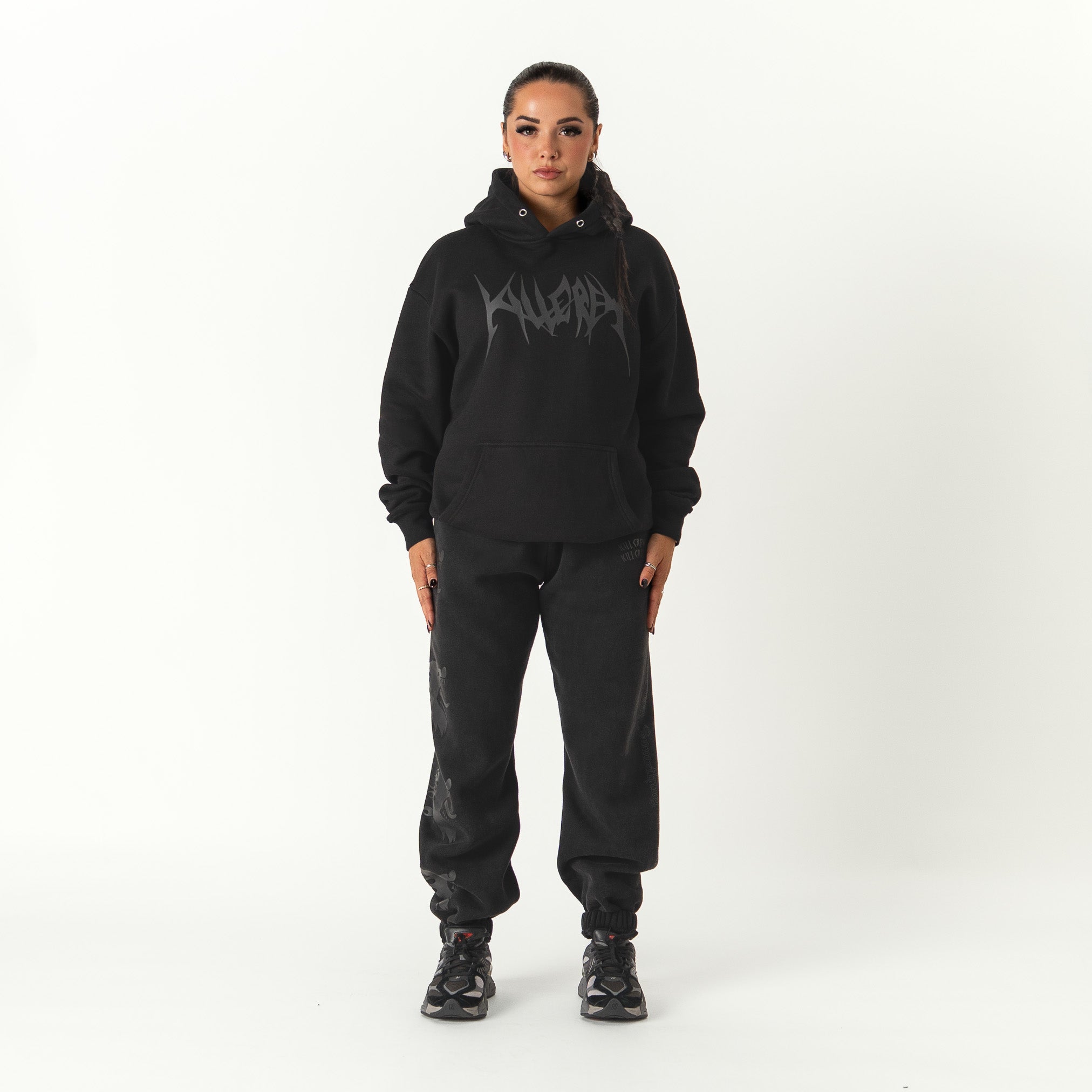 OVERSIZED LUX HOODIE "BUILT TO DESTROY" HOODIE - BLACKOUT