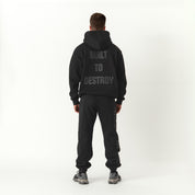 OVERSIZED LUX HOODIE "BUILT TO DESTROY" HOODIE - BLACKOUT
