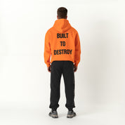 OVERSIZED LUX HOODIE "BUILT TO DESTROY" HOODIE - ORANGE / BLACK