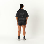 RELAXED FIT NATURAL COTTON "BUILT TO DESTROY" T-SHIRT - BLACKOUT