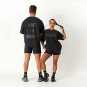 RELAXED FIT NATURAL COTTON "BUILT TO DESTROY" T-SHIRT - BLACKOUT