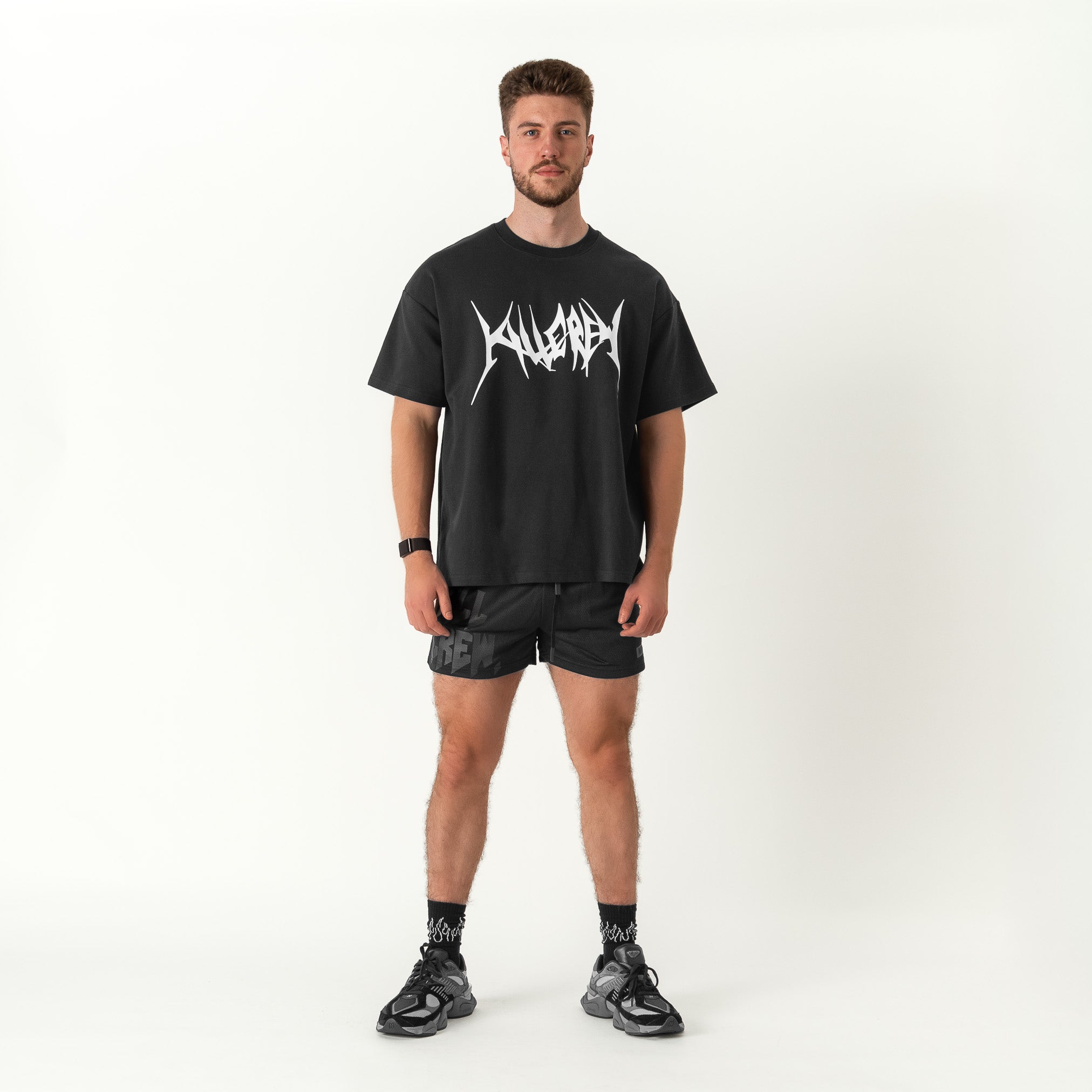 RELAXED FIT NATURAL COTTON "BUILT TO DESTROY" T-SHIRT - BLACK / WHITE