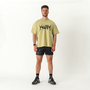 RELAXED FIT NATURAL COTTON "BUILT TO DESTROY" T-SHIRT - GREEN