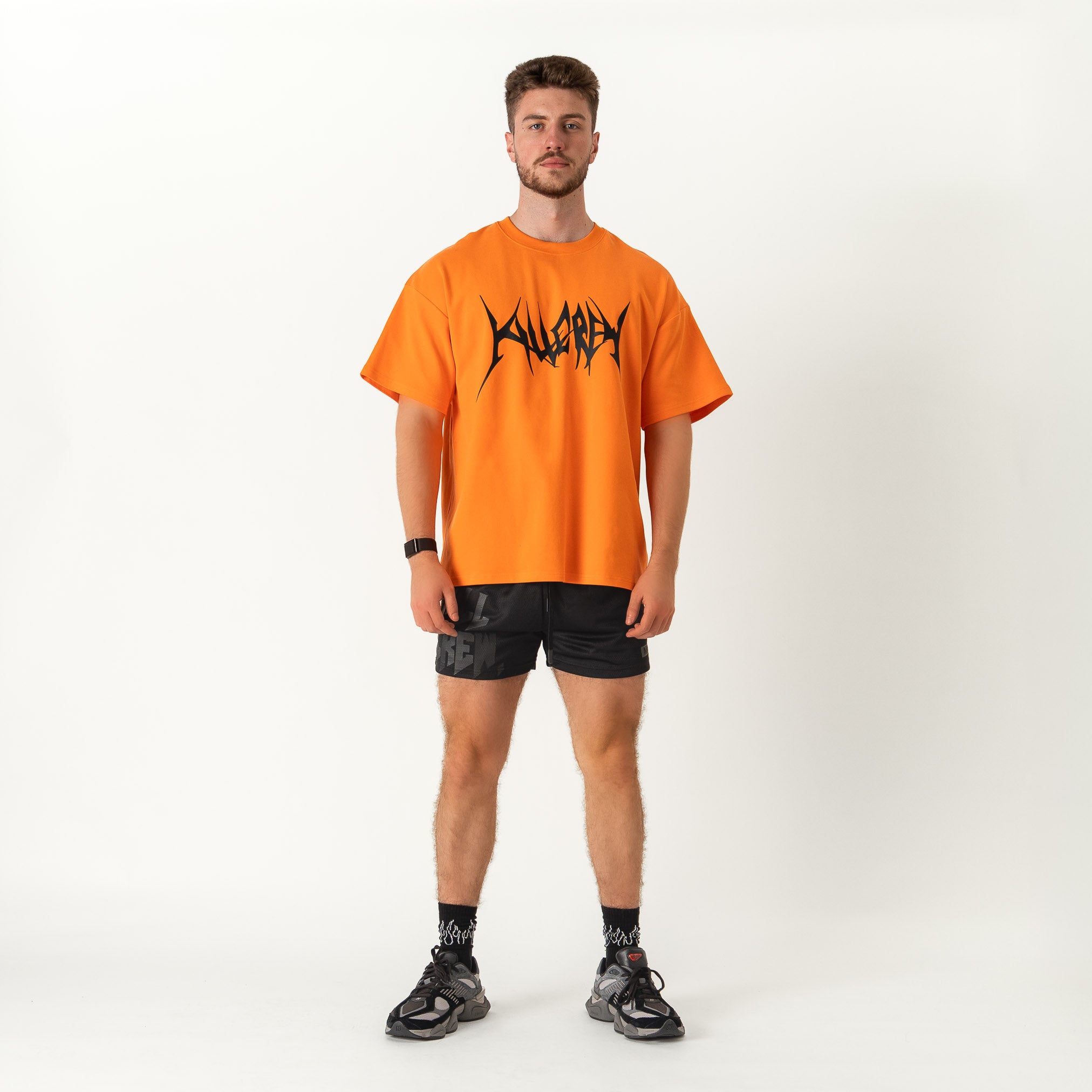 RELAXED FIT NATURAL COTTON "BUILT TO DESTROY" T-SHIRT - ORANGE