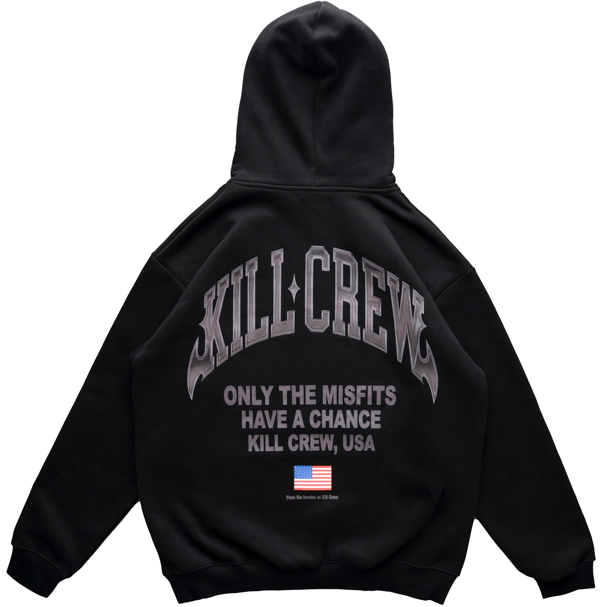 OVERSIZED LUX CHROME HOODIE - BLACKOUT – Kill Crew