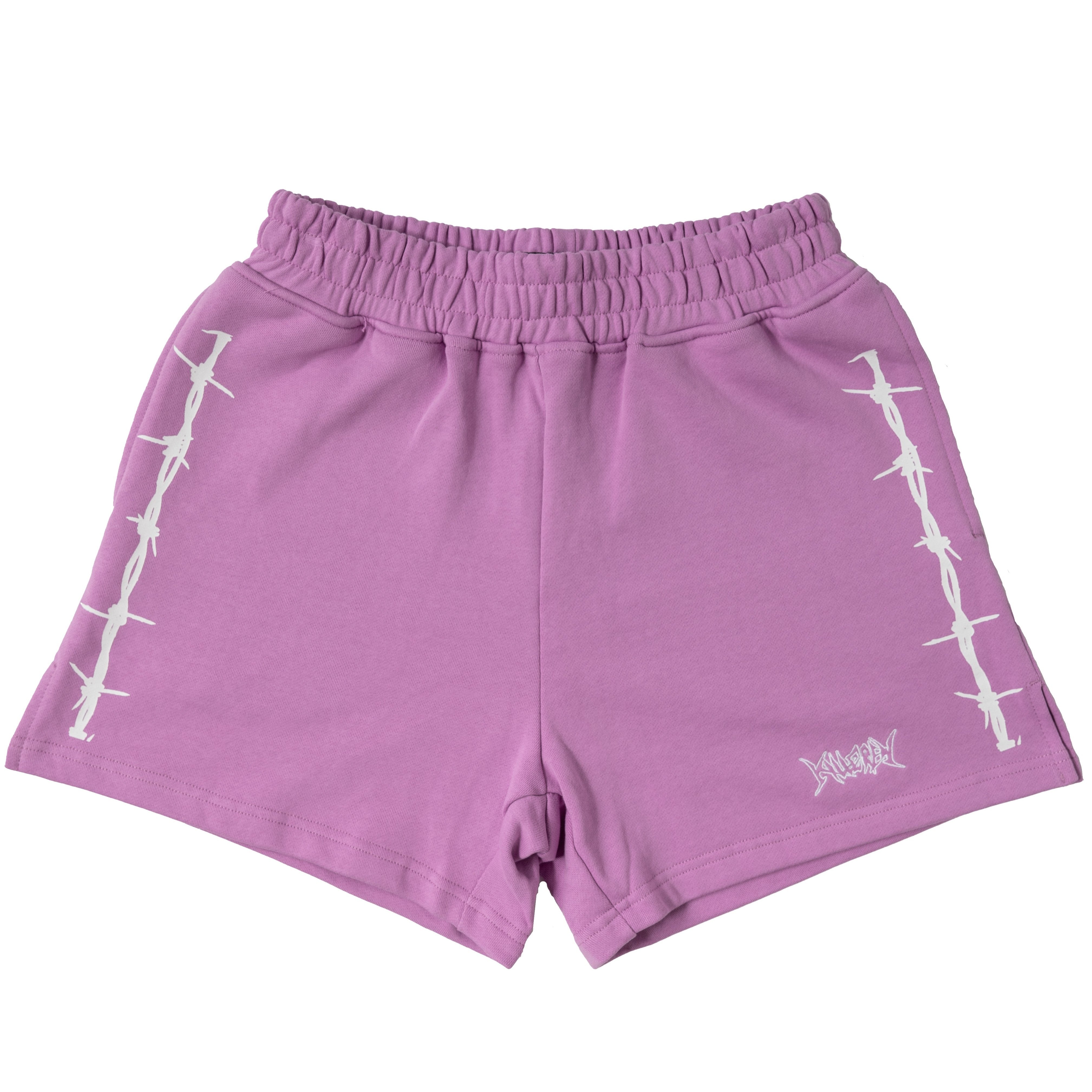 COTTON SHORTS (MID THIGH CUT) BARBWIRE - PINK / WHITE – Kill