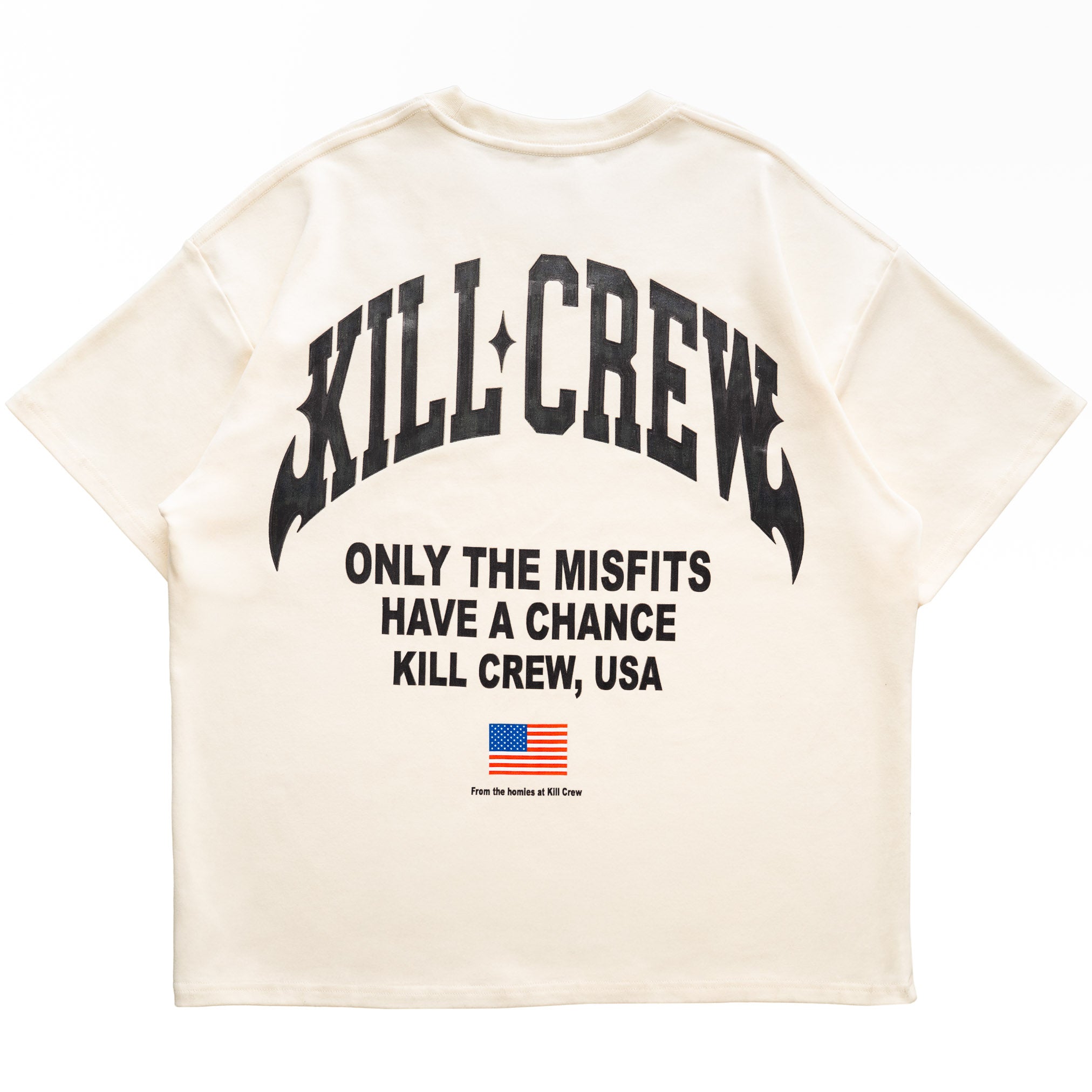 RELAXED FIT NATURAL COTTON CHROME T-SHIRT - CREAM – Kill Crew