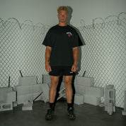 RELAXED FIT NATURAL COTTON "DESTROY" T-SHIRT - BLACK