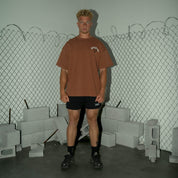 RELAXED FIT NATURAL COTTON "DESTROY" T-SHIRT - BROWN