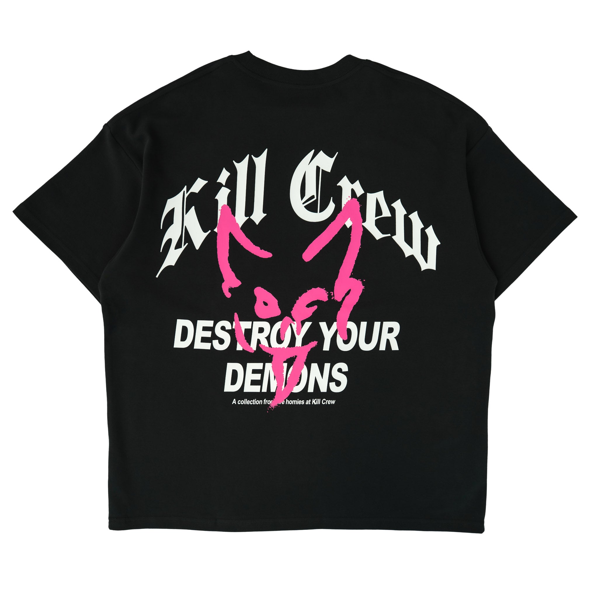 RELAXED FIT NATURAL COTTON "DESTROY" T-SHIRT - BLACK