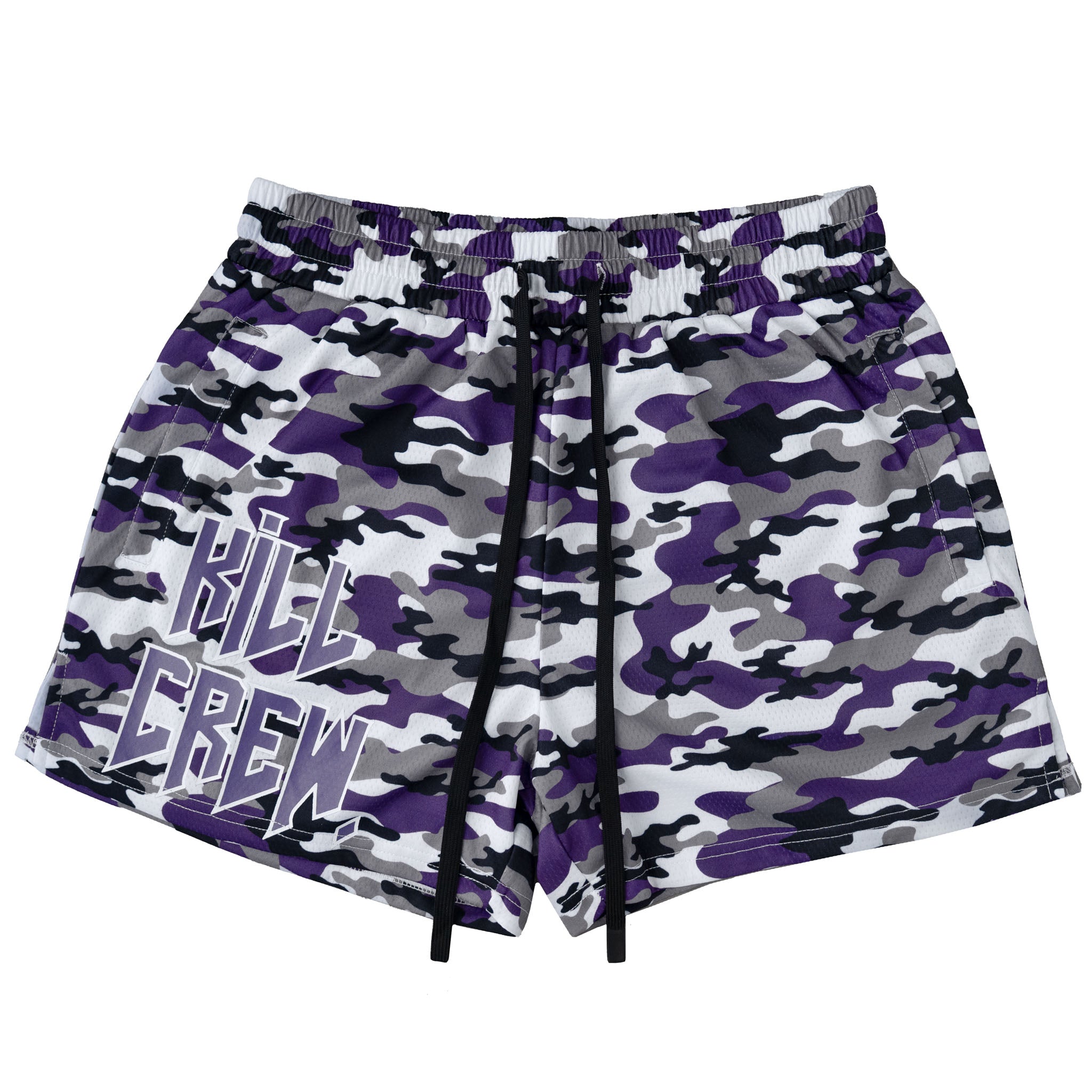 MUAY THAI SHORTS (MID THIGH CUT) - PURPLE CAMO – Kill Crew