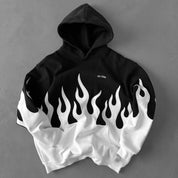 OVERSIZED PREMIUM HEATER HOODIE - BLACK / WHITE