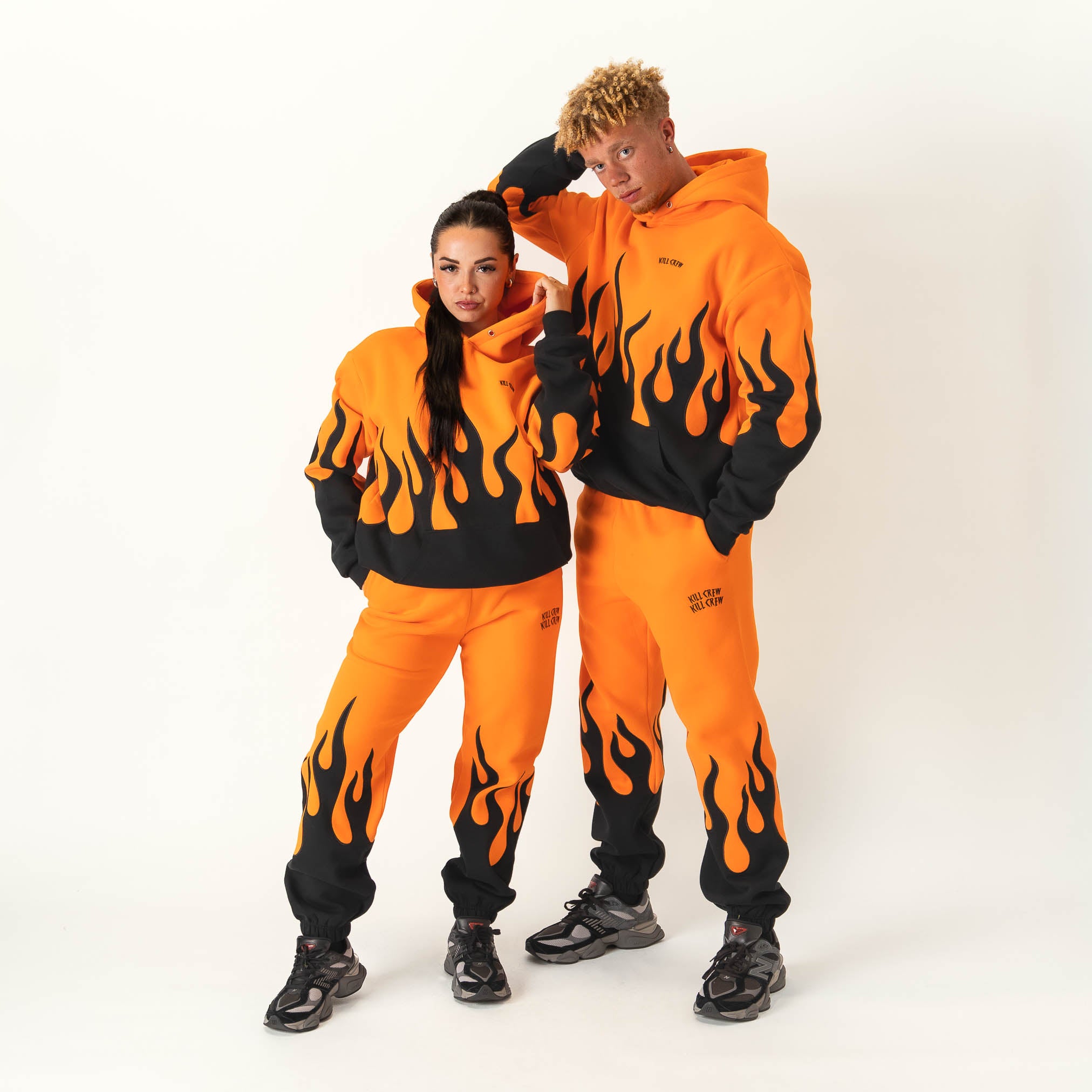 OVERSIZED PREMIUM HEATER HOODIE - ORANGE / BLACK