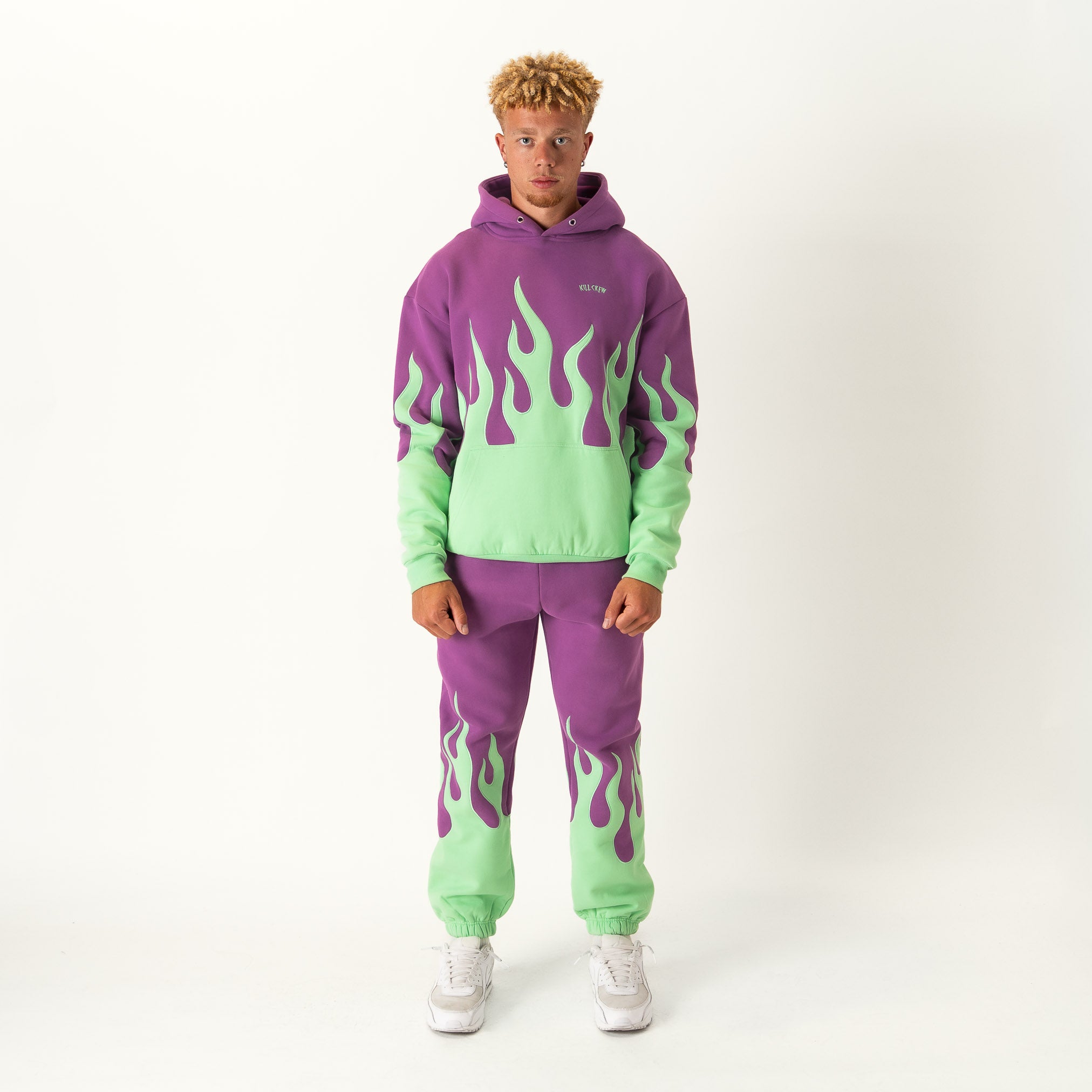 OVERSIZED PREMIUM HEATER HOODIE - PURPLE / GREEN