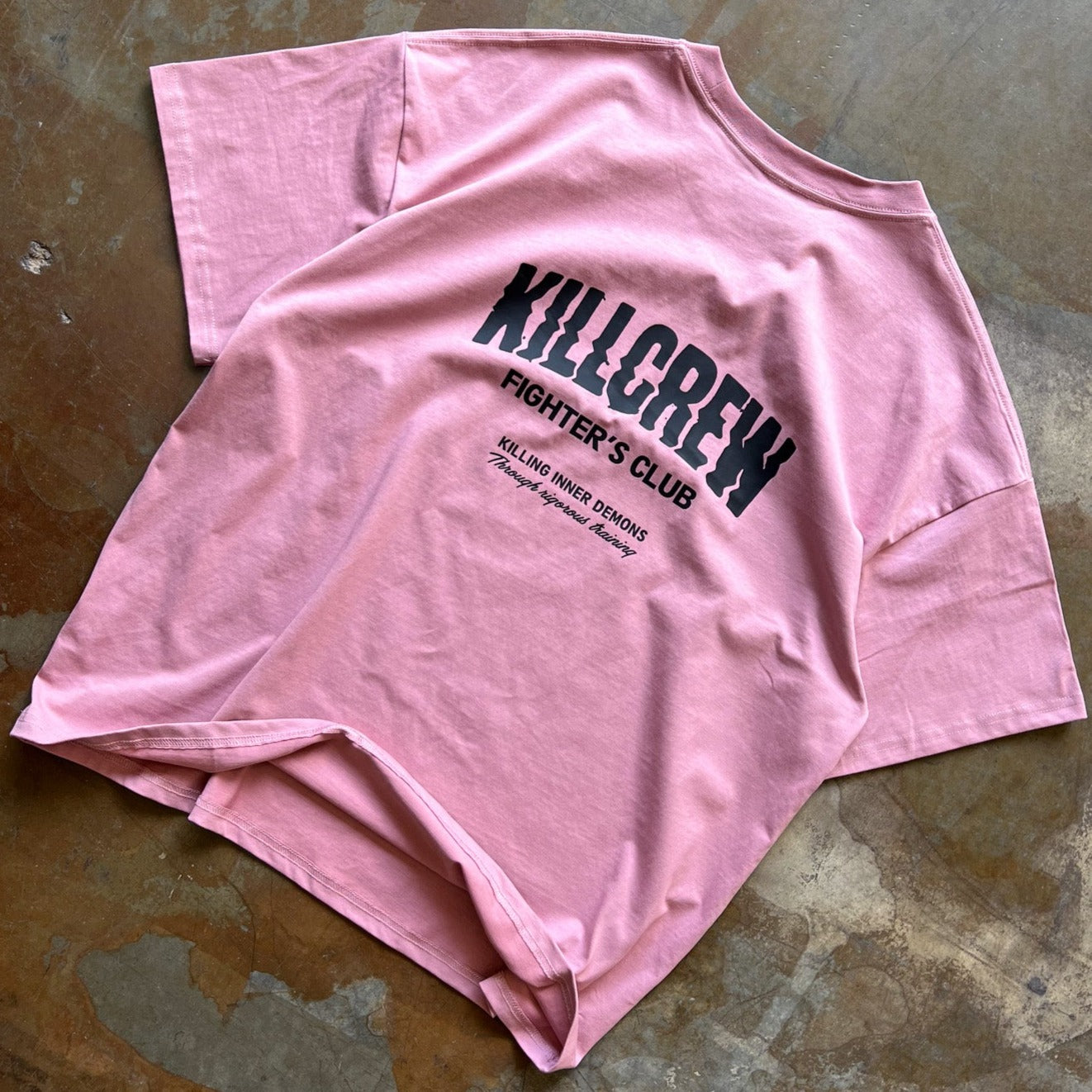 RELAXED FIT RIGOROUS TRAINING T-SHIRT - ROSE / BLACK