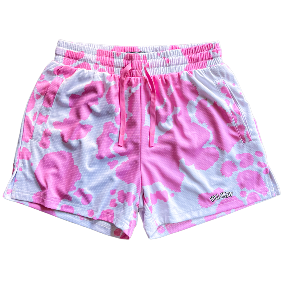 MOO THAI SHORTS (MID THIGH CUT) PINK COW – Kill Crew