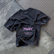 RELAXED FIT LUX "COMFORT ZONE" T-SHIRT - BLACK / PINK