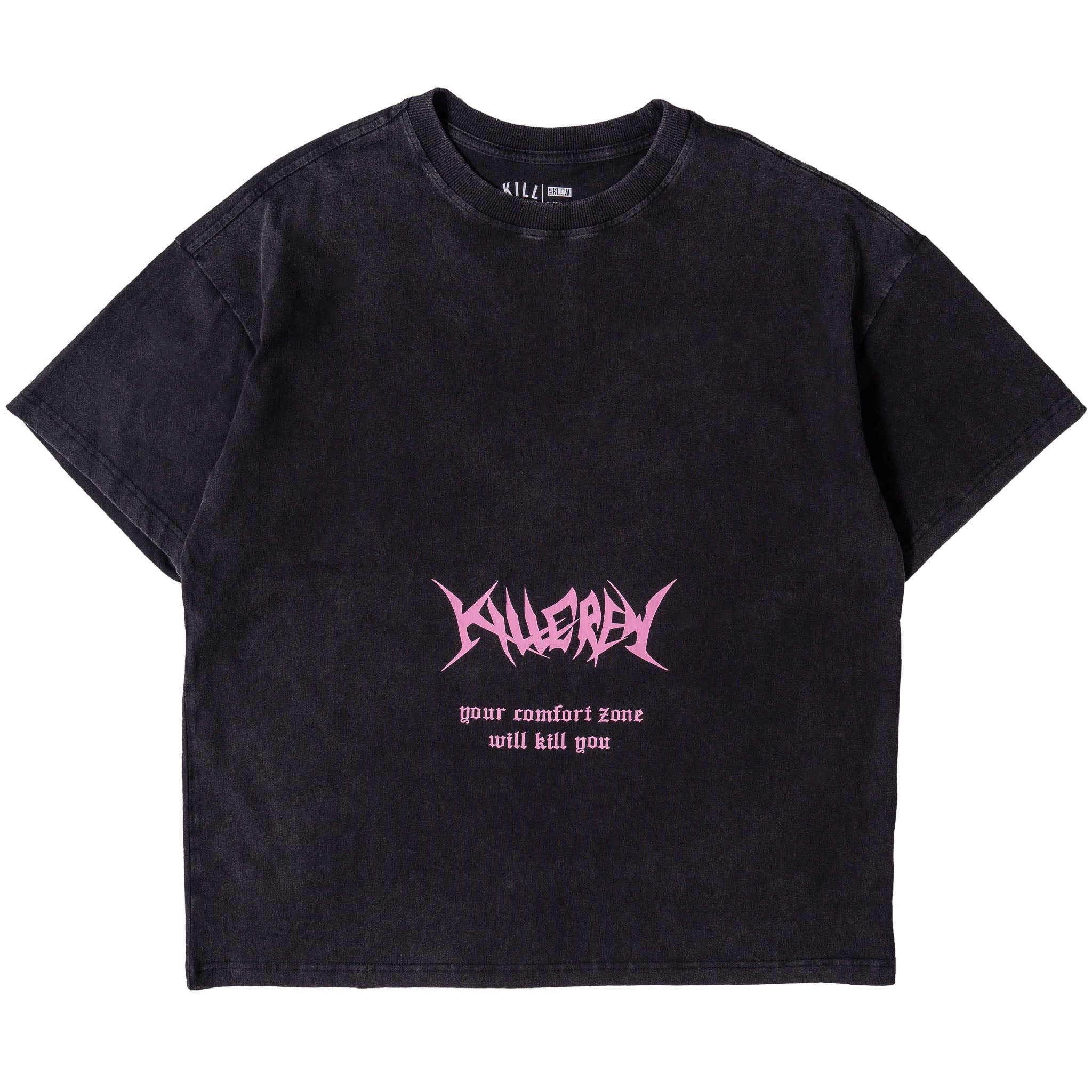 RELAXED FIT LUX "COMFORT ZONE" T-SHIRT - BLACK / PINK