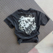 RELAXED FIT LUX SMOKE WOLF T-SHIRT - BLACK