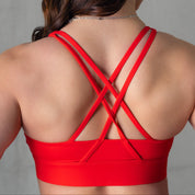FLAME HIGH SUPPORT SPORTS BRA - RED / WHITE