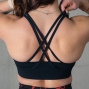 FLAME HIGH SUPPORT SPORTS BRA - BLACK / RED