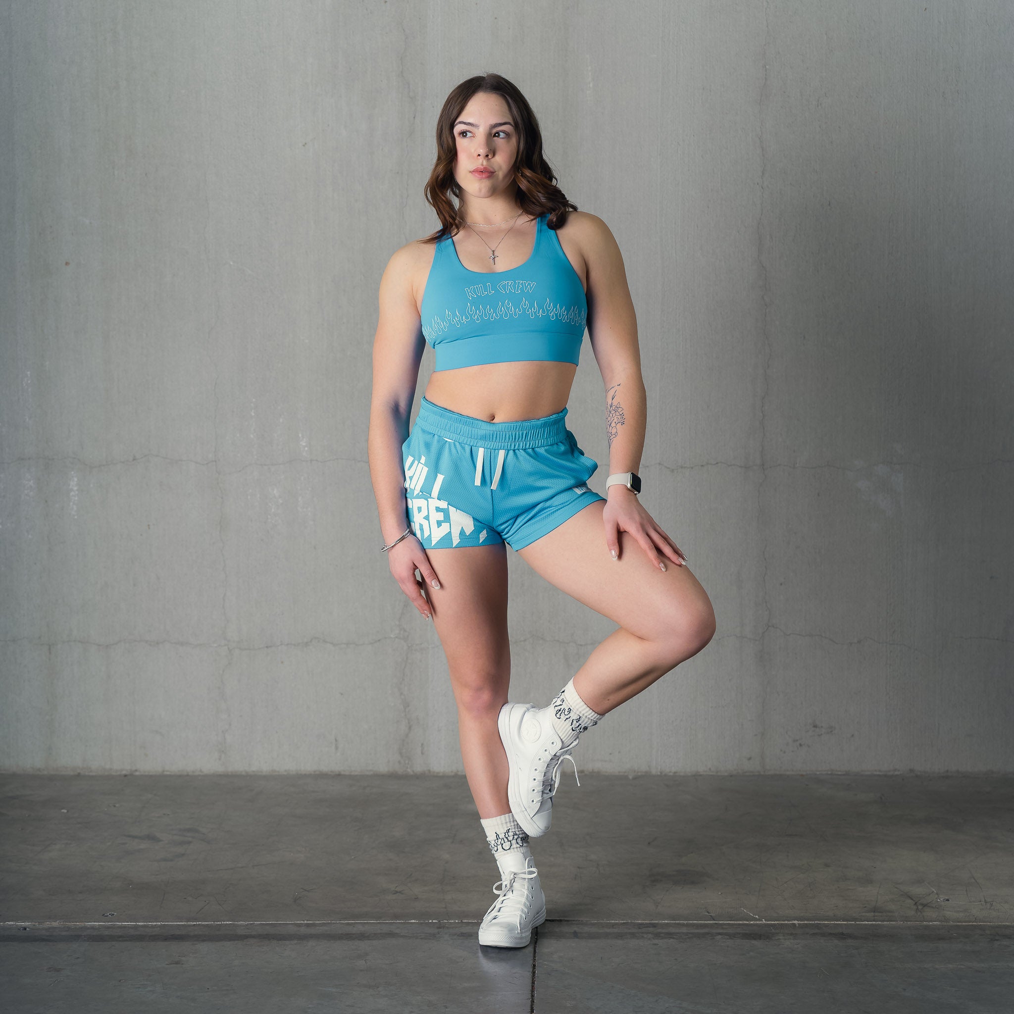 FLAME HIGH SUPPORT SPORTS BRA - BLUE / WHITE