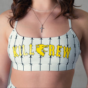 BARBWIRE SPORTS BRA - WHITE / YELLOW
