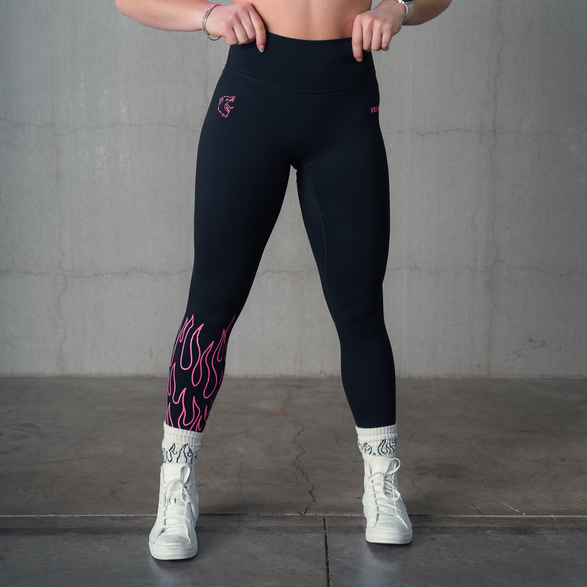 FLAME LEGGINGS - BLACK / PINK – Kill Crew