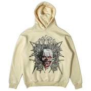 OVERSIZED LUX "PSYCHOTIC CLOWN" HOODIE - CREAM