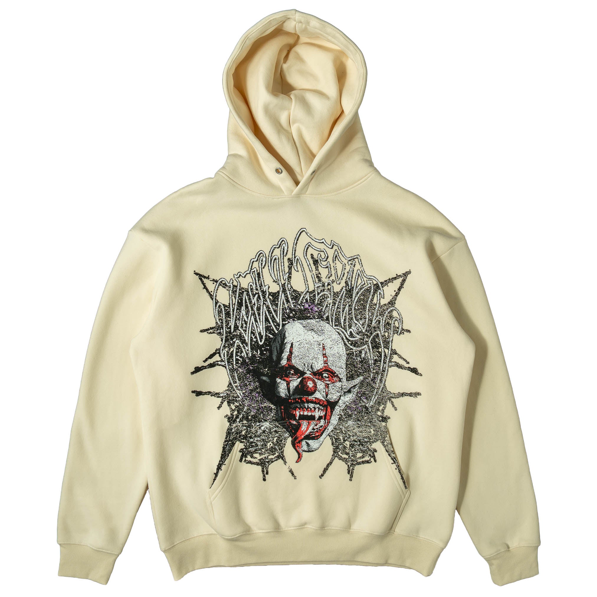 OVERSIZED LUX "PSYCHOTIC CLOWN" HOODIE - CREAM