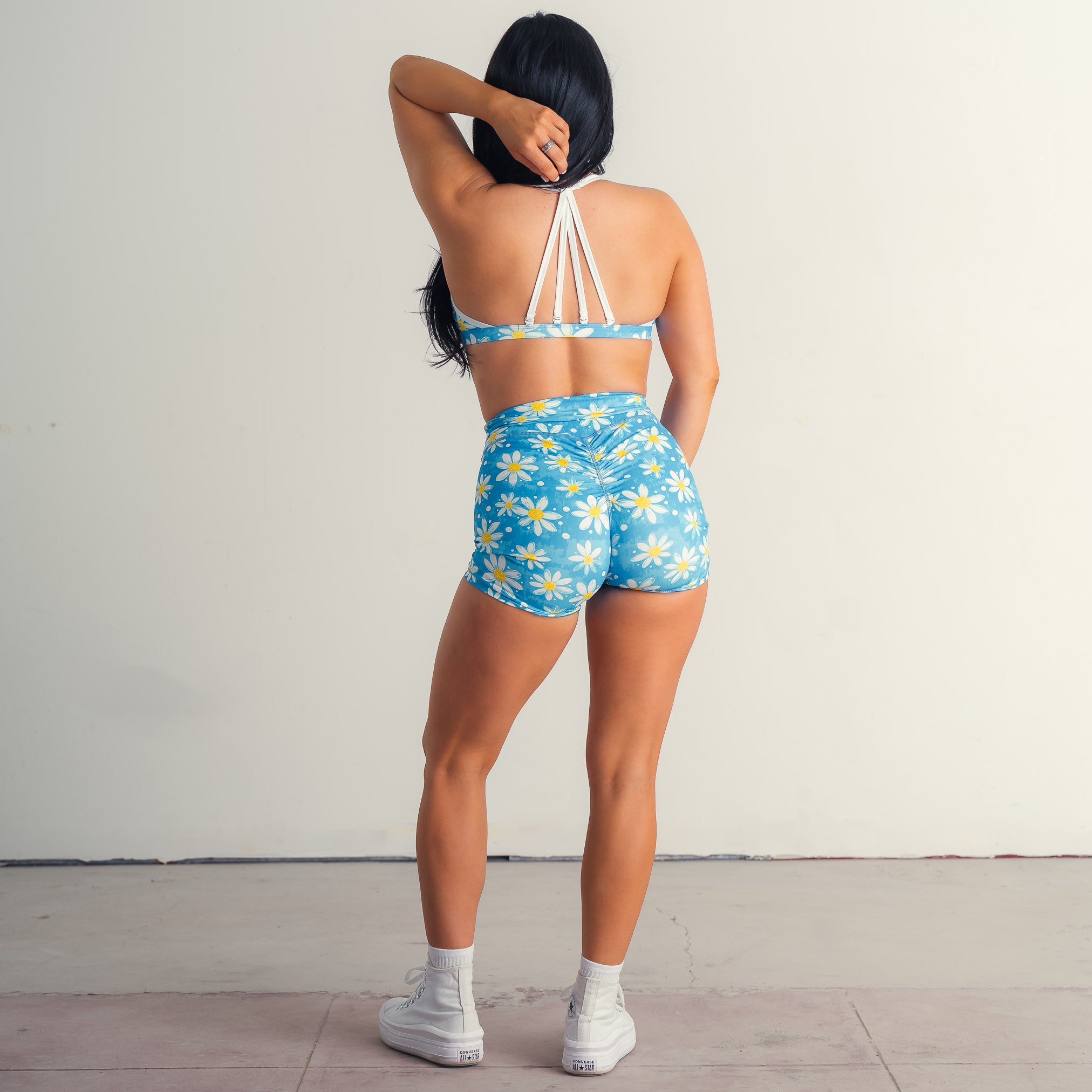 SCRUNCH BIKER SHORTS "DAISY FIELD"