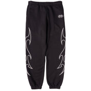 OVERSIZED LUX "TRIBAL" SWEATPANTS - BLACK / WHITE