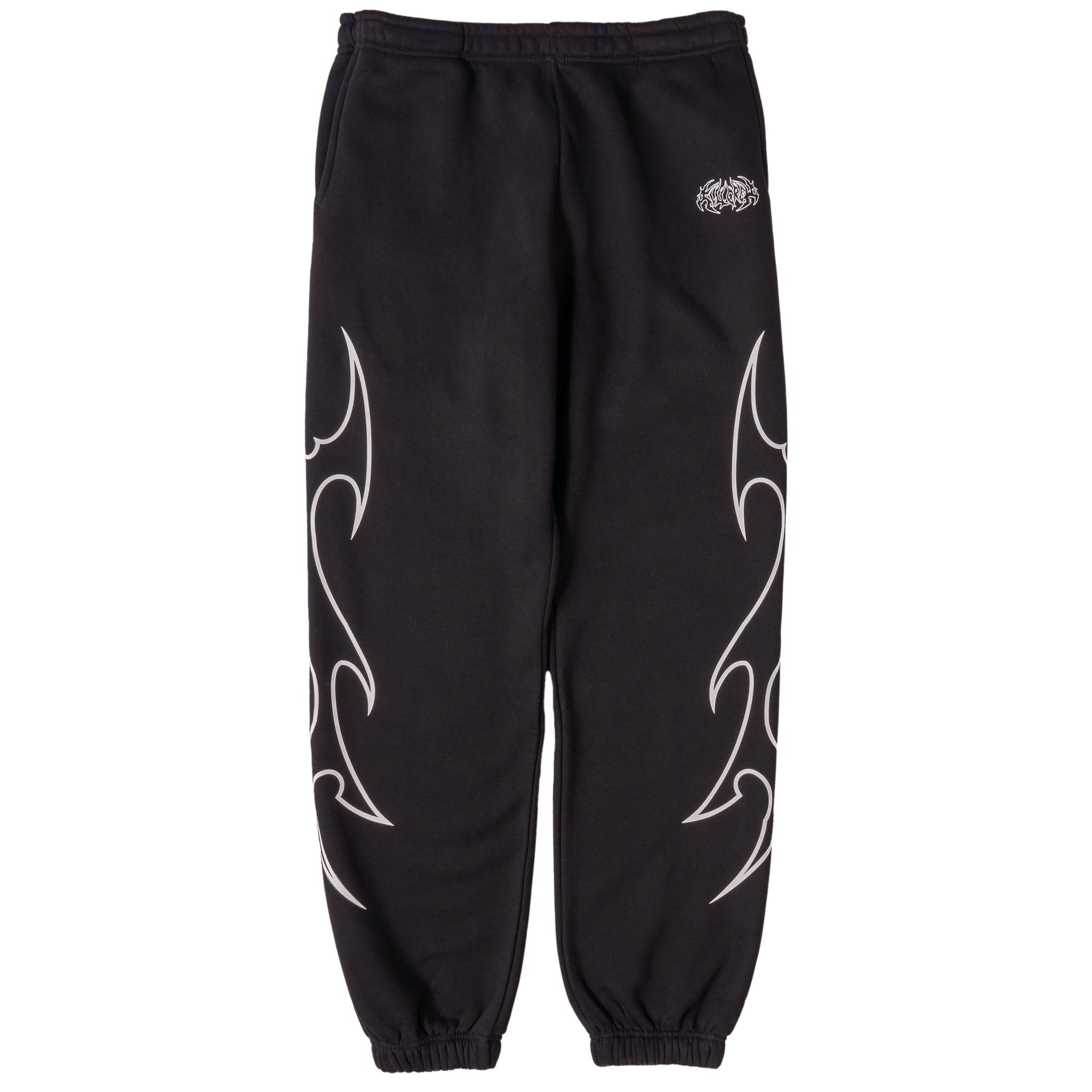 OVERSIZED LUX "TRIBAL" SWEATPANTS - BLACK / WHITE